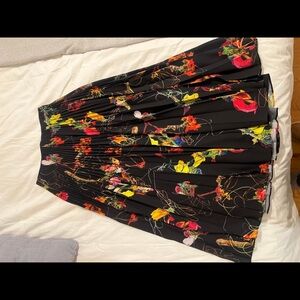 Black and Red Pleated Midi Skirt for Cocktail